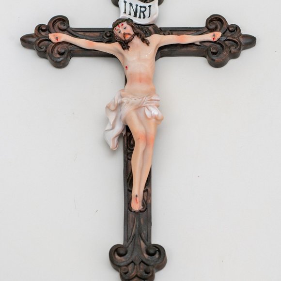 Jesus Christ 15" Wall Mounted INRI Jesus Christ Crucifix Catholic Cross - Picture 4 of 6